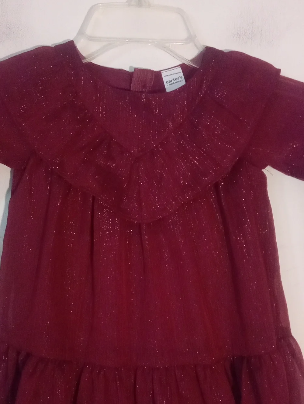 Carter's Girls' Burgundy Sparkle Ruffle-Tier Dress 2T NWT Holiday